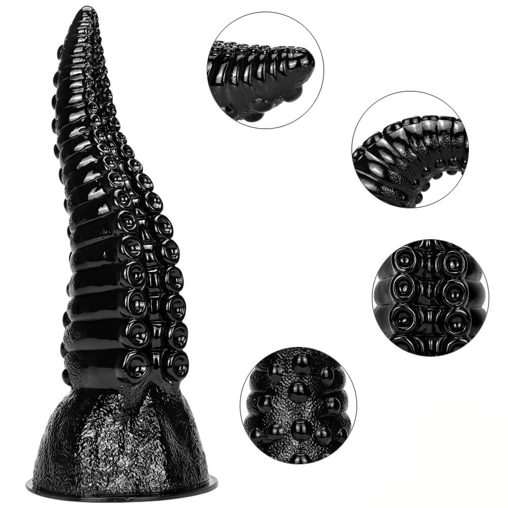 14 inch Black Octopus Tentacle Dildo Details