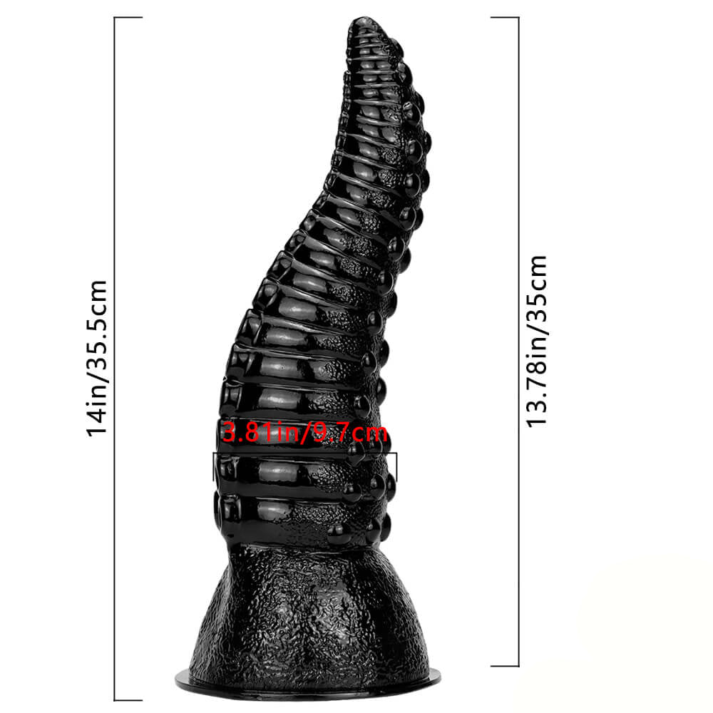 14 inch Black Octopus Tentacle Dildo Size Details