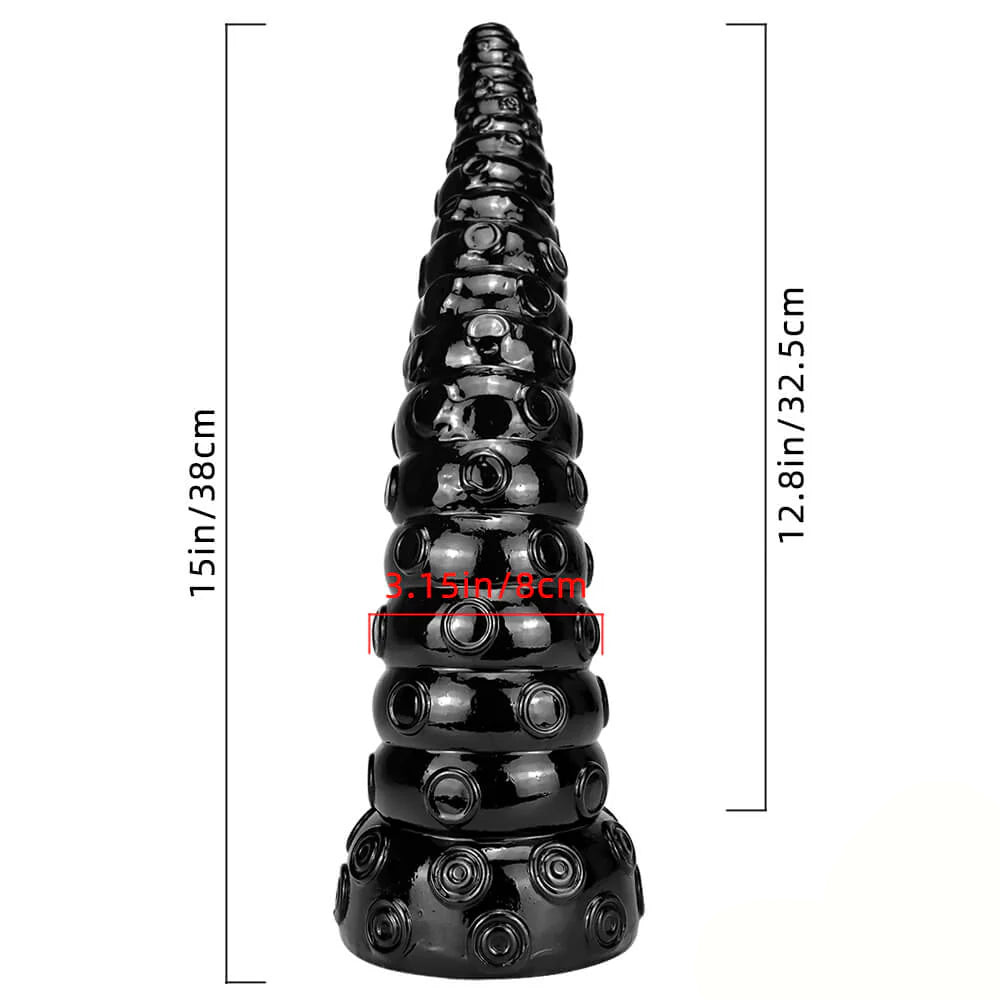 15 inch Tentacle Black Dildo Size Details