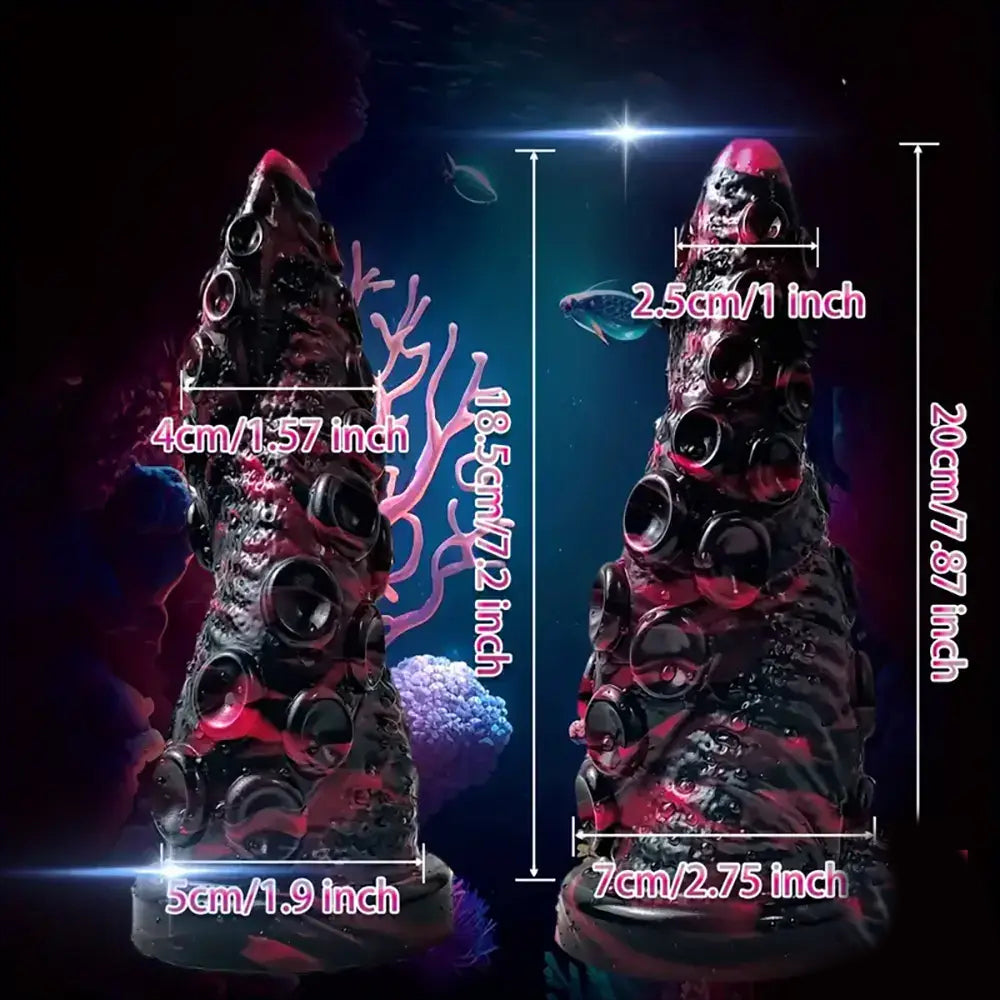 7.87inch Silicone Monster Octopus Tentacle Dildo Size Details