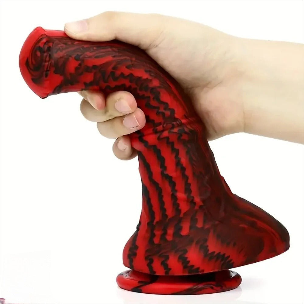 Black and red 8-inch horse penis soft and bendable