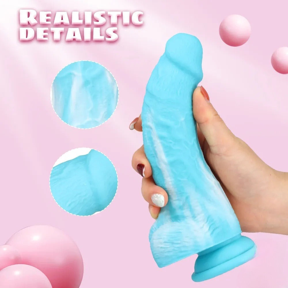 Realistically detailed 7 inch silicone blue dildo