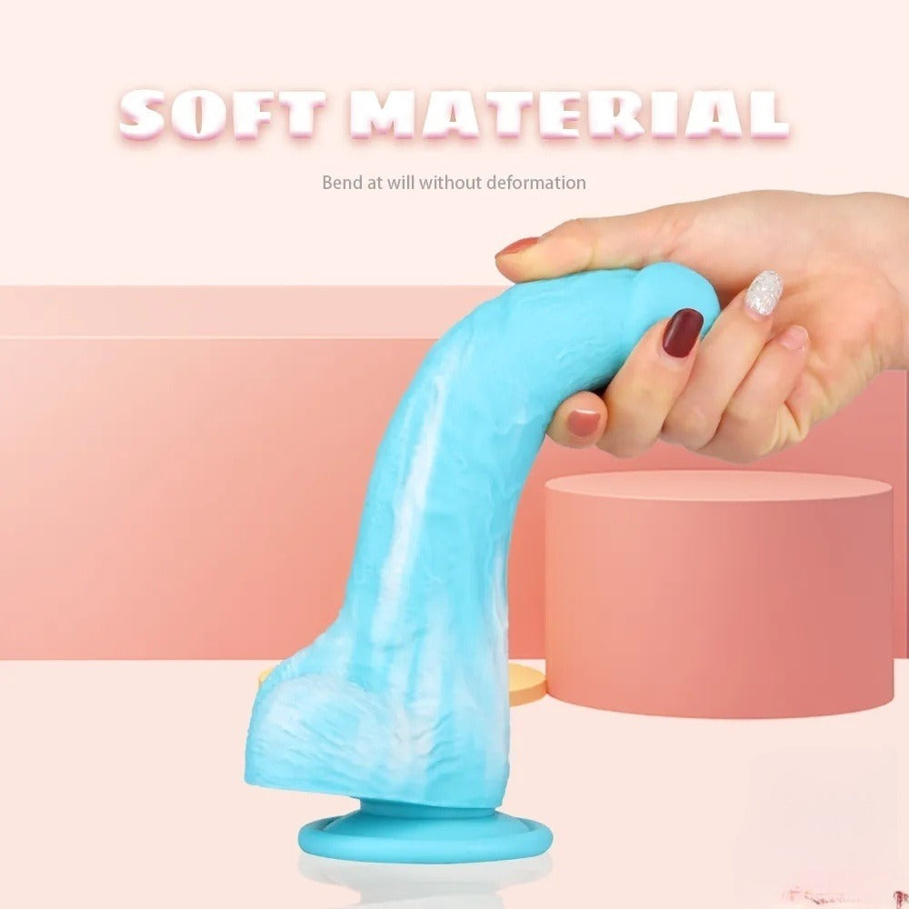 Soft and comfortable 7 inch silicone blue dildo