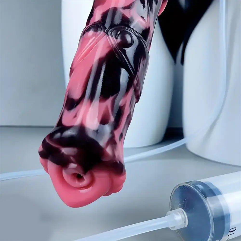12 Inch Silicone Horse Cock Strap-On Dildo Black and red Details