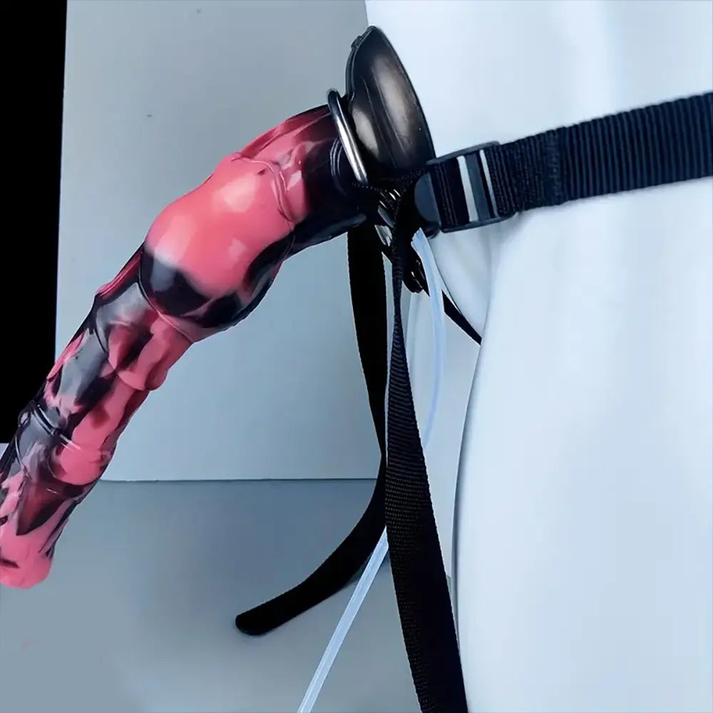 12 Inch Silicone Horse Cock Strap-On Dildo Black and red Usage