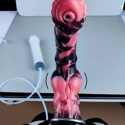 12 Inch Silicone Horse Cock Strap-On Dildo Black and red front view