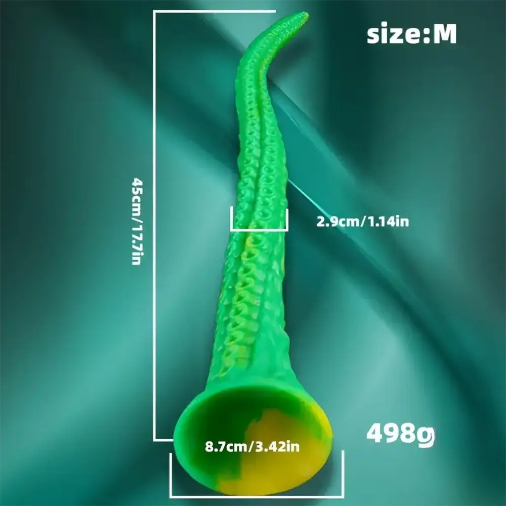 17.7 inch green silicone octopus tentacle dildo size chart