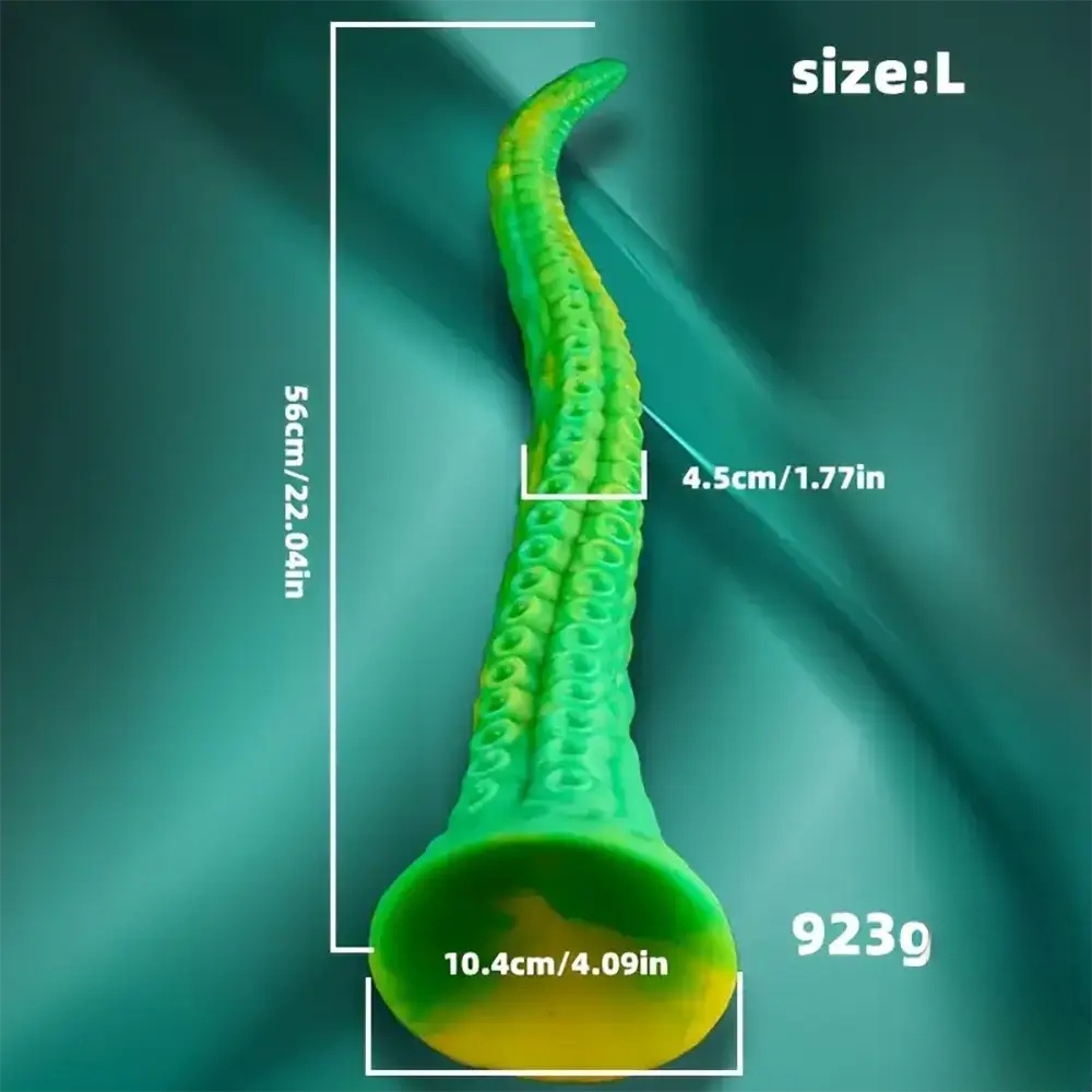 22.04 inch green silicone octopus tentacle dildo size chart