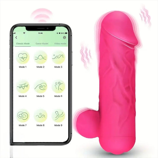 4.13-inch rose red electric dildo can be controlled by mobile phone