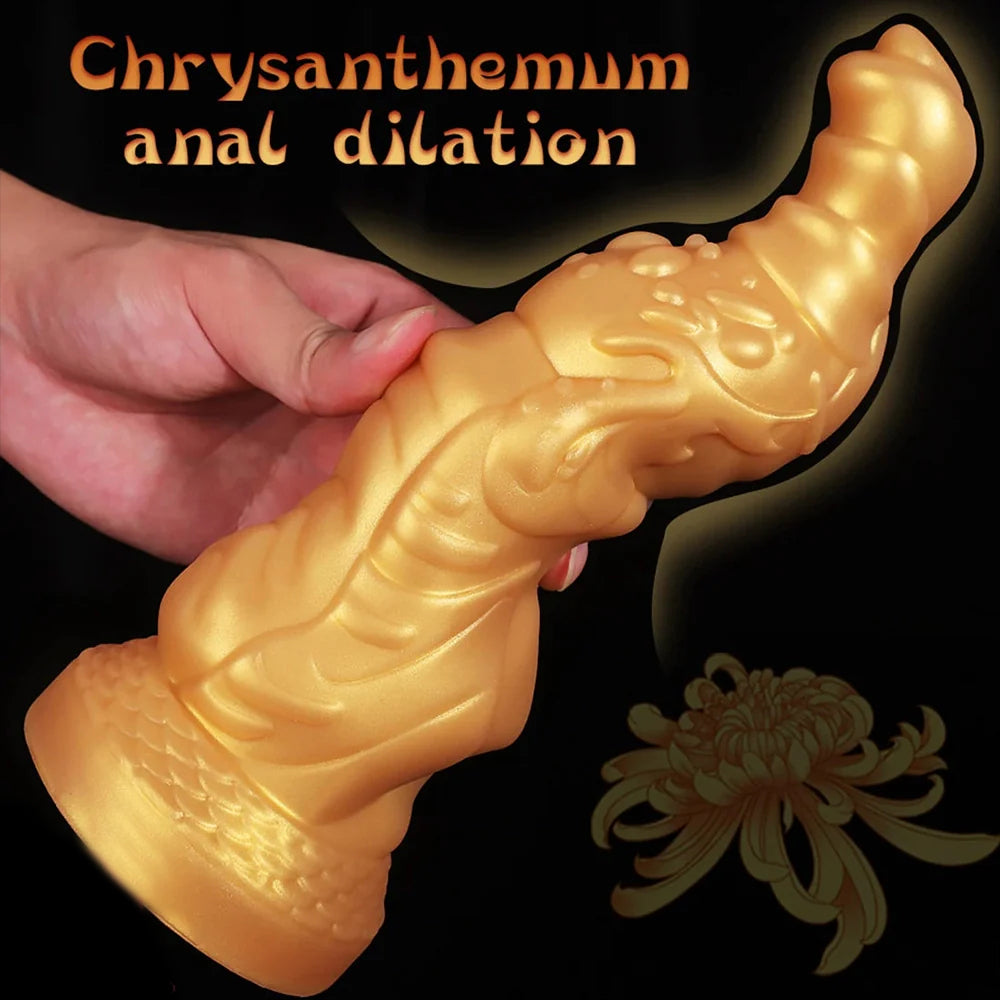 7.75inch Fantasy Golden Monster Dragon Dildo