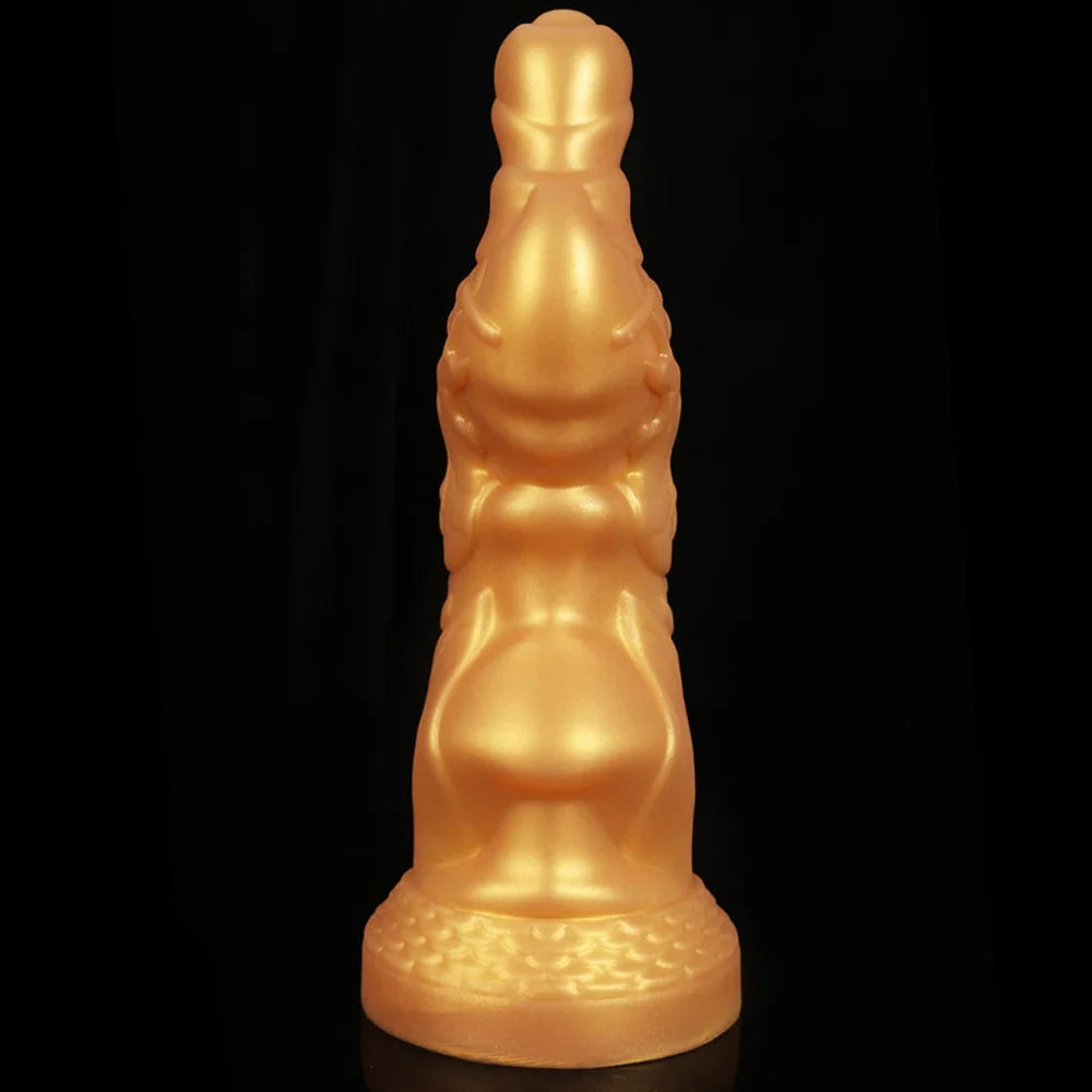 7.75inch Fantasy Golden Monster Dragon Dildo Back