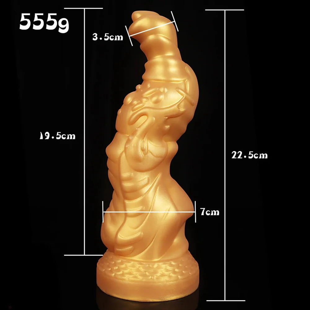 7.75inch Fantasy Golden Monster Dragon Dildo Size Details