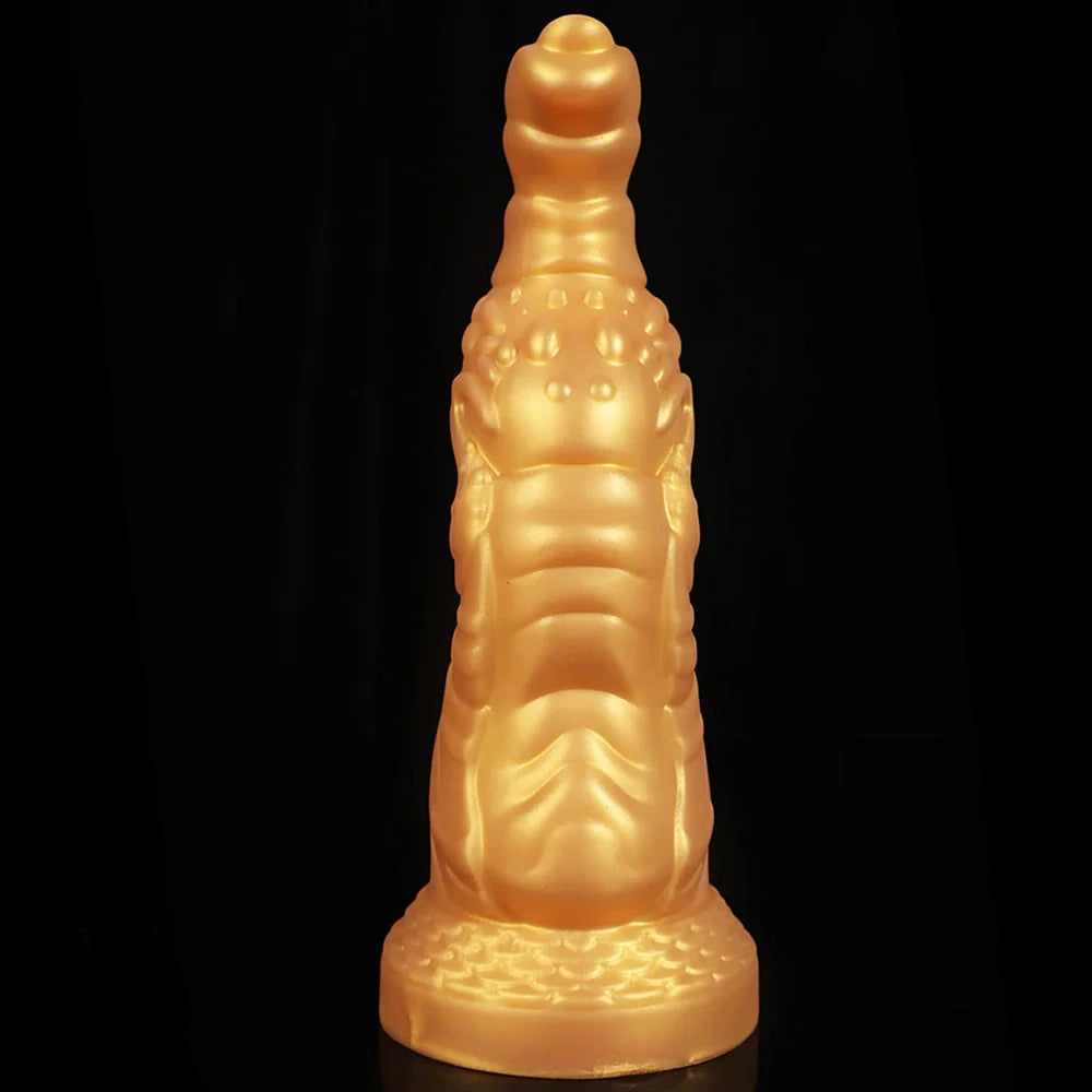 7.75inch Fantasy Golden Monster Dragon Dildo front view
