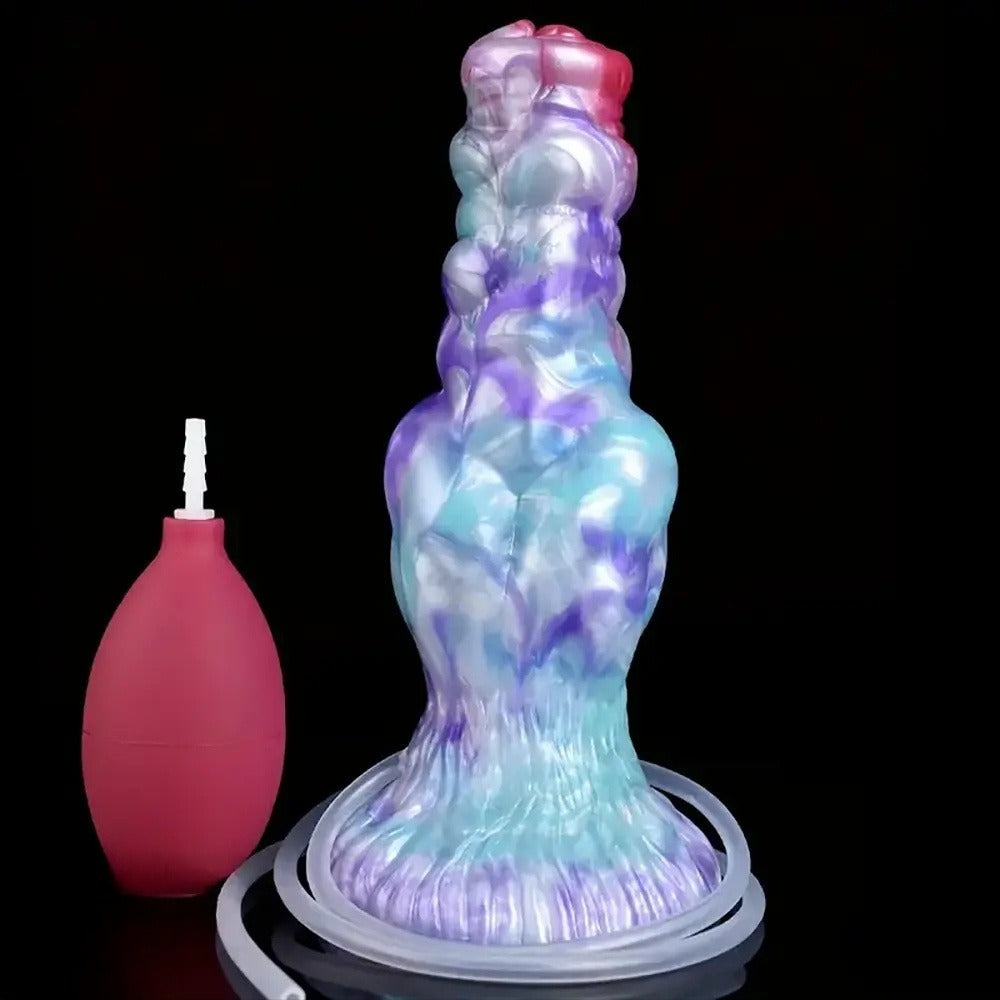 7 Inch Blue Purple Simulated Cum Dog Dildo Front View