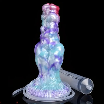 7 Inch Simulated Cumshot Blue Purple Dog Dildo Front View