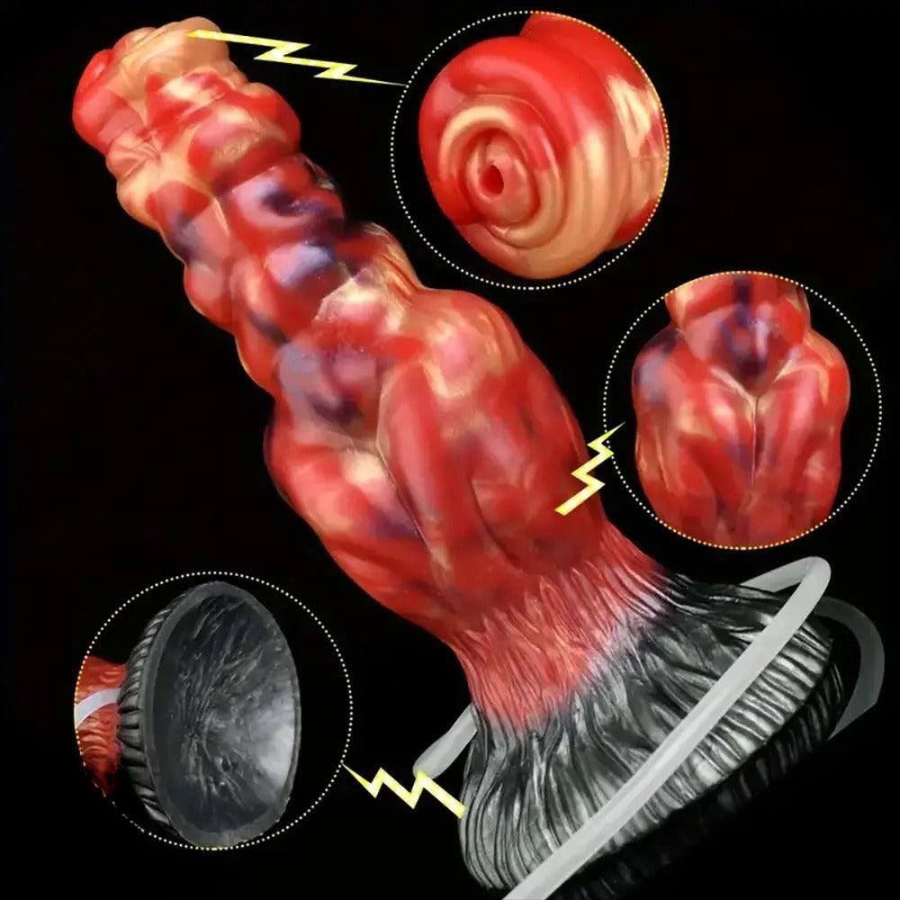 7 Inch Simulated Ejaculation Dog Dildo Detail Display