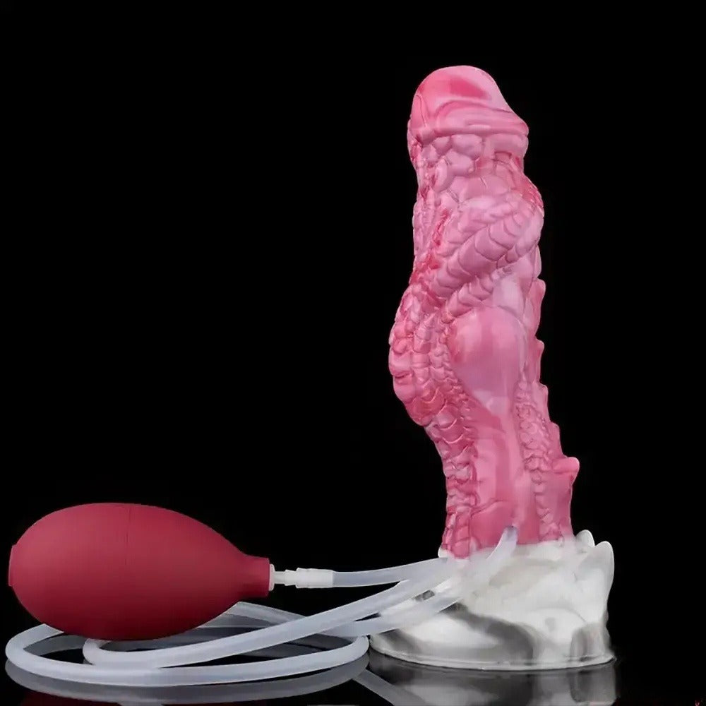 8.03-Inch Pink Squirting Alien Dildo and Air Blow