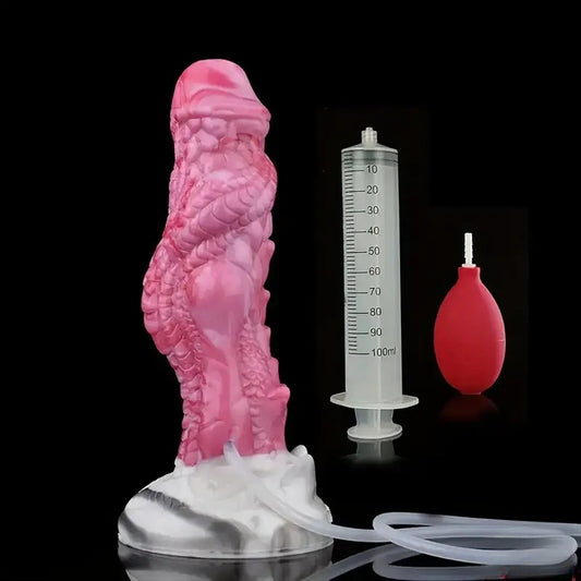 8.03-inch alien dildo glans with syringe and blowgun