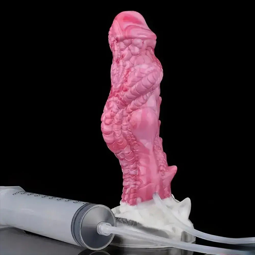 8.03 Inch Pink Alien Dildo and Syringe