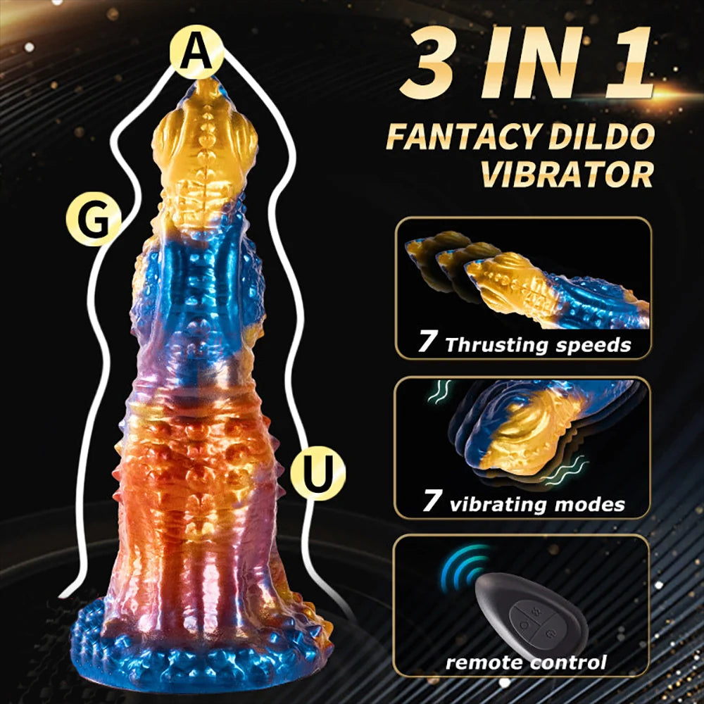 9.05inch Animal Monster Thrusting Automatic Vibrating  Dildo 3 in 1