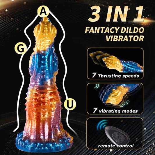9.05inch Animal Monster Thrusting Automatic Vibrating  Dildo 3 in 1