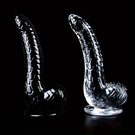 Black and Clear Snake Scale Dildo
