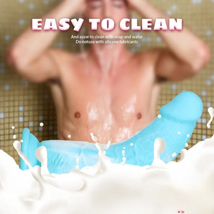 Easy to clean 7 inch silicone blue dildo