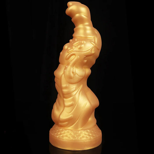 left view of 7.75inch Fantasy Golden Monster Dragon Dildo