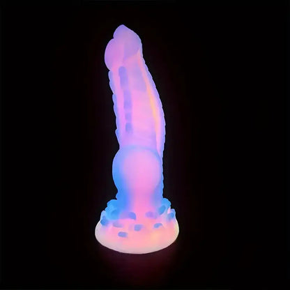 left view of 8.14inch Fantasy Luminous Monster Colorful Dildo Glow in the Dark