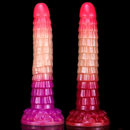  red and pink 10.24 inch bamboo dildo red and pink